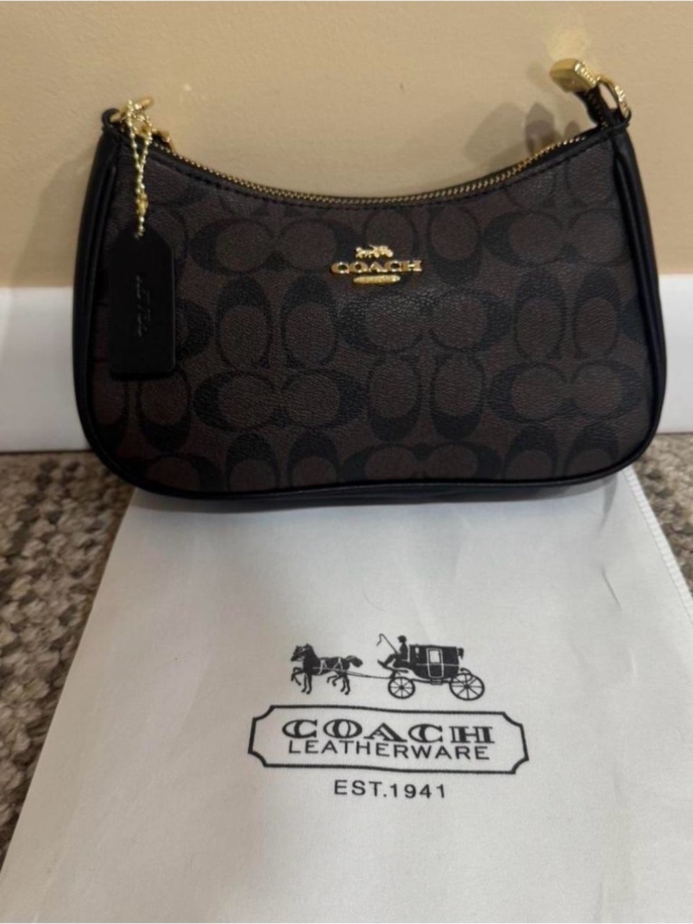 COACH Signature Small Shoulder Bag in Brown